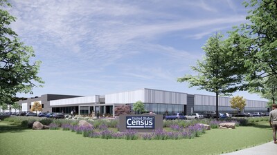 The U.S. Census Bureau's new National Processing Center in River Ridge Commerce Center.  The 340,000 SF office, production, and warehouse facility, located at 1751 Penny Martin Lane, is Broe Real Estate Group's first development in Southern Indiana's 6,000-acre global business park.