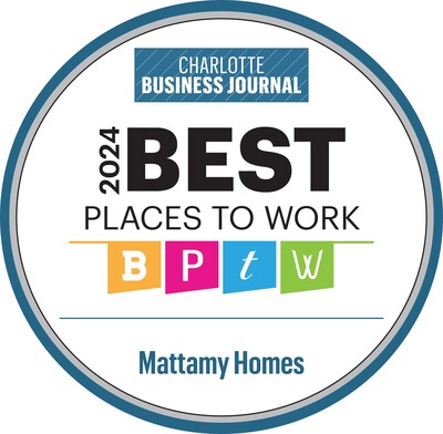 Mattamy Homes' Charlotte Division is recognized as one of the Best Places to Work by the Charlotte Business Journal. (CNW Group/Mattamy Homes Limited)