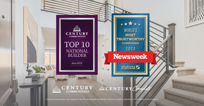 Century Communities' status as top 10 U.S. homebuilder and ranking homebuilder on Newsweek's list of Most Trustworthy Companies 2024