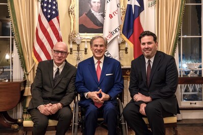 On January 29th, Robert Thomson, CEO, News Corp, Texas Governor Abbott and Damian Eales, CEO, Realtor.com® celebrated the upcoming announcement of Realtor.com®'s headquarters in Austin over dinner at the Governor's Mansion. Photo Credit: Realtor.com
